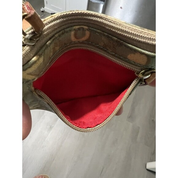 Dooney And Bourke Coin Purse Wallet Green & Tan W/ Keychain & Charm Vintage - Picture 4 of 6